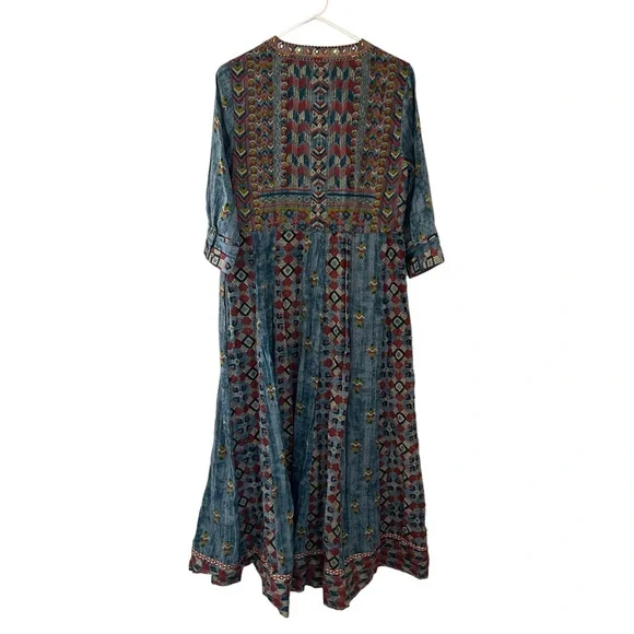 Soft Surroundings San Remo Boho Embroidered Gypsy Peasant Maxi Dress - Picture 8 of 13